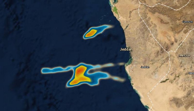 تشكيلات من السُحب الركامية والرعدية قبالة سواحل جدة