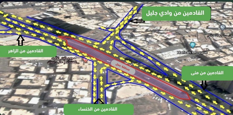 “المرور” يعلن الطرق البديلة مع بدء تنفيذ جسر علوي بشارع الحج مع ت