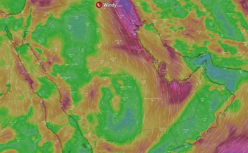 رياح البوارح الحارة.. “المسند” يرسم توقعات غبار وأمطار الخميس