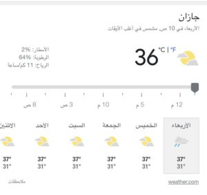 متجاوزة جدة والدمام.. الرطوبة بجازان تتخطى الـ 60 % وتوقعات بوصول