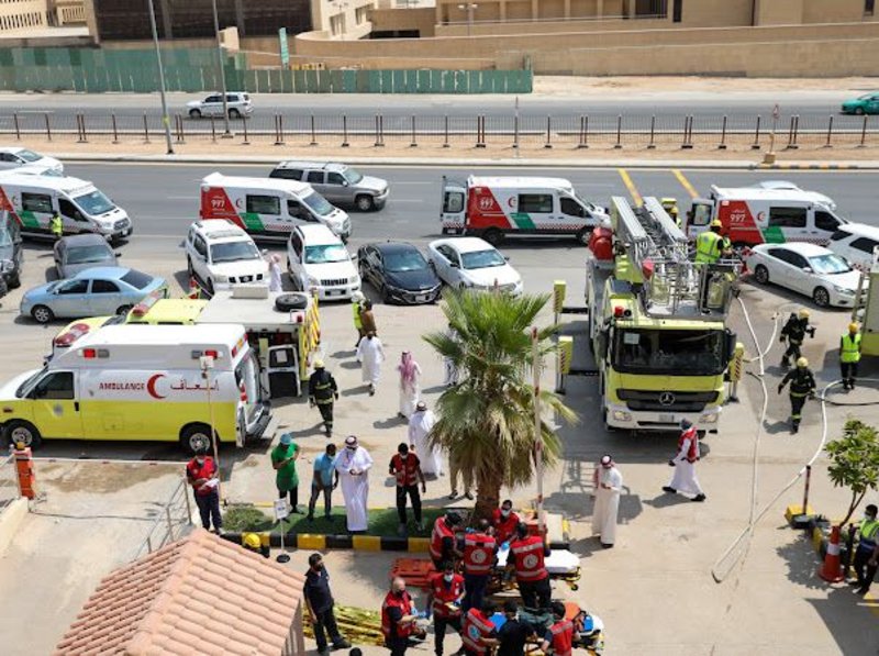 الهلال الأحمر ينفذ فرضية حريق بمبنى فرع الرياض بالتعاون مع “المدن