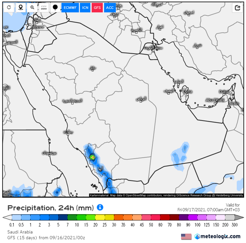 غيوم ممطرة على أجزاء من مرتفعات السروات اليوم