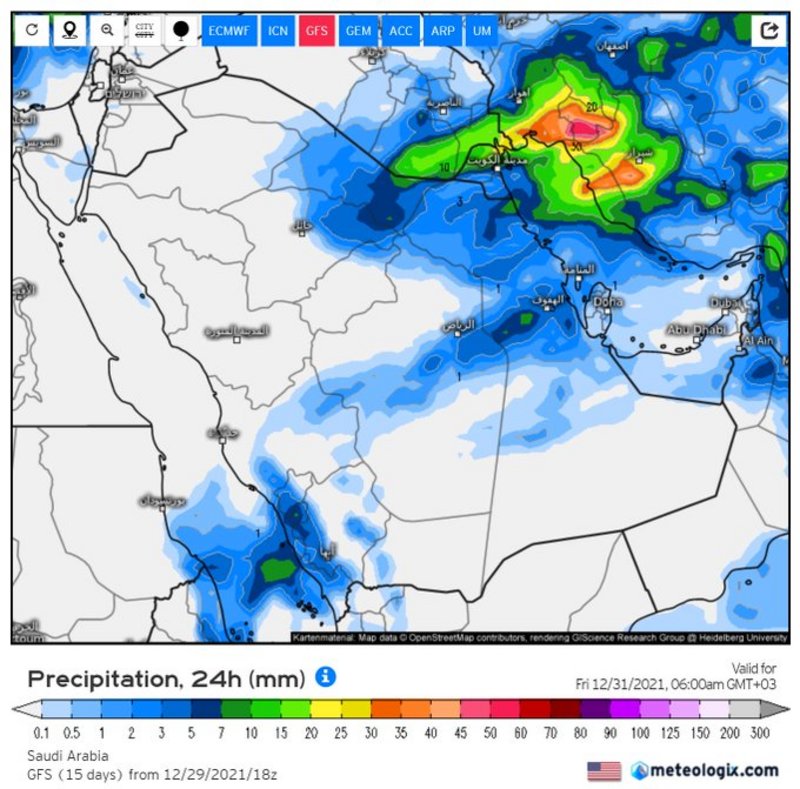 “المطرية” مستمرة والرياض حاضرة.. “خريطة الهطولات” يرسمها “المسند”