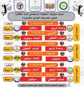 انطلاق البطولة الرمضانية لكرتَي السلة والطائرة في حضرموت – أخبار السعودية